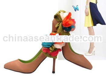 Latest Fashion Flower Pointed Toe High Heels XT08-102668