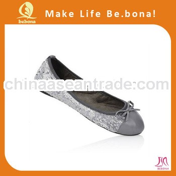 Latest designs colourful sequins foldable ballerina shoes