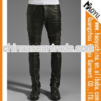 Latest hot sale autumn & winter men thight black coated jeans (HYPU06)