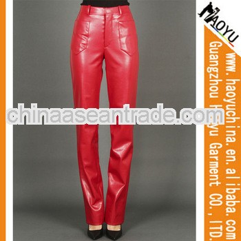 Leather jogging pants red sexy women leather pants good quality synthetic leather fashion PU pants (