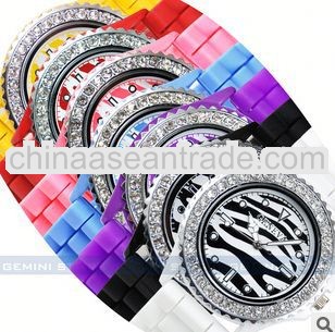 Leopard silicone gold women watches