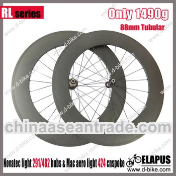 Lightest weight 88mm tubular 700C full carbon road bicycle wheel