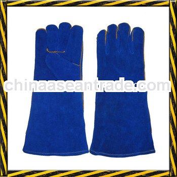 Long Welding Leather Gloves with reinforent/royal bule cow split welder's gloves/cow split worki