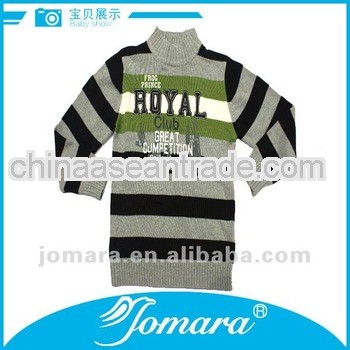 Long sleeve O neck full cotton kids knitted sweater for winter