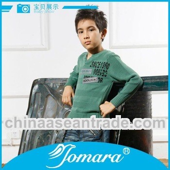 Long sleeve V neck boys sweater with pattern