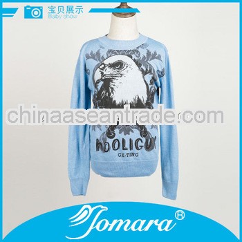 Long sleeve print pattern 12 gg cotton sweater for children