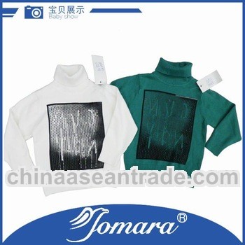 Long sleeve white boys knitted cotton white pullover sweater