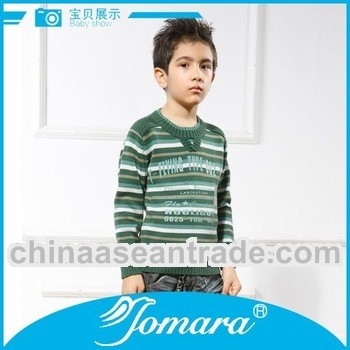 Long sleeves strip pattern cotton sweater design for boys