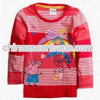 Lovely Pig Children Long Sleeve With Red Stripe Design