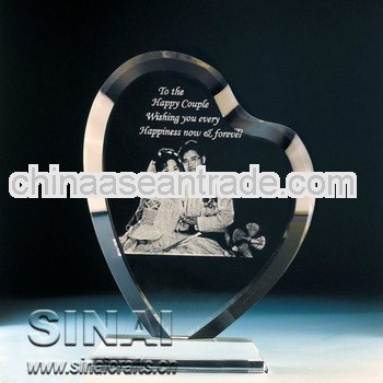 Luxury Very Beautiful Souvenir Gift Heart Crystal Image Crystal Awards