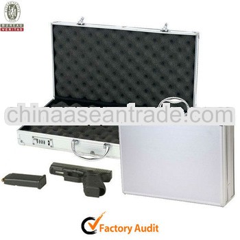 MLD-GC122 Newest Durable Aluminum Gun Case Silver Pistol Box With Sponge
