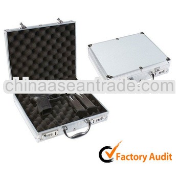MLD-GC143 High Quality Silver Professional Costomized Deluxe Aluminum Hard Shell Pistol Gun Case HEA