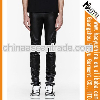 Men trousers models men trousers models black buffed leather leggings (HYPU25)