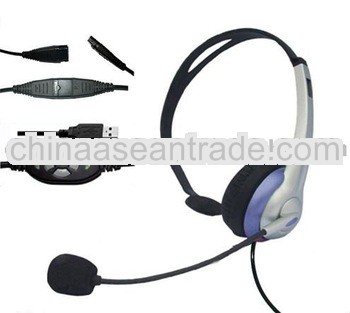 Monaural cheap computer USB headset for PC/Skype/MSN HSM-69GQDUSBC