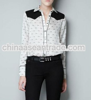 NEW EUROPE FASHION SPRING LADY'S HORSE PINTED SHIRT WOMAN'S TOPS