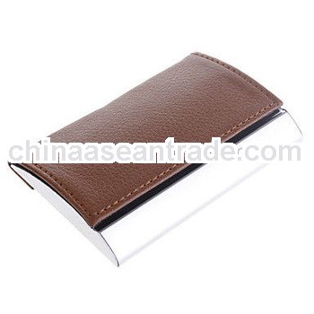 NEW!elegant brown slim custom rectangular black PU leather name card holder