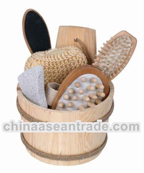 Natural wooden bath set wooden bath massage brush