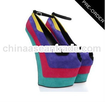 New Arrival Pink Pumps Women Sexy Women Wedges Open Toe With Ankle Strap