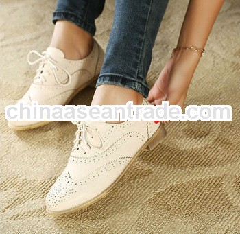 New Arrival White Flat Lace-Up Loafers For Women Shoes Girls Fashion England Flat Shoes Women Shoes