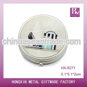 New Product for 2013 HX-6271 Round Picture 3 Compartments Pill Box