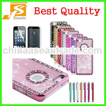 New Surf Flower Bling Glitter Diamond Metal Skin Plastic Case For iPhone 5 5G
