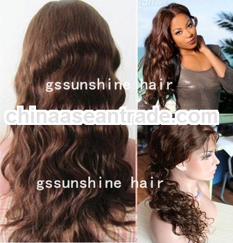 New arrival 22" #4 body wave 100% natural virgin indian lace front wigs
