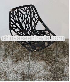 New design hollow leisure plastic chair with metal legs DC851 TODAY
