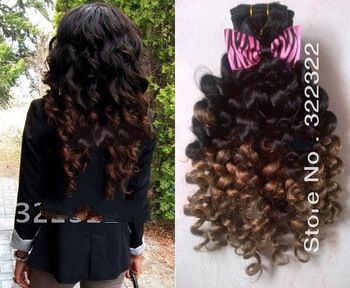 New product #1b/#4 ombre two tone deep curly virgin brazilian hair weft