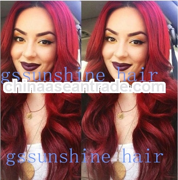 New products best hair quality 24inch red color loose wave human hair glueless lace front wigs