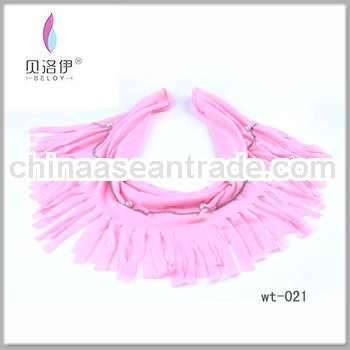 New products woman scarf with chain jewelry necklace pink scarf