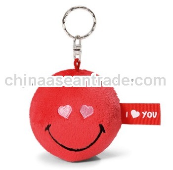 New style promotional so cute mini plush red smiling face keychain for lovers