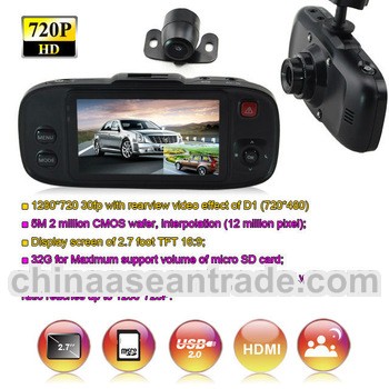 Newest 2.7 inches TFT 120 degree HD 720p separate dual car dvr camera