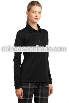 Newest Blank long sleeve Fashion design ladies slim fit coolmax polo shirt