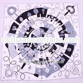 Newest Design hot selling fashion twill silk large square scarf