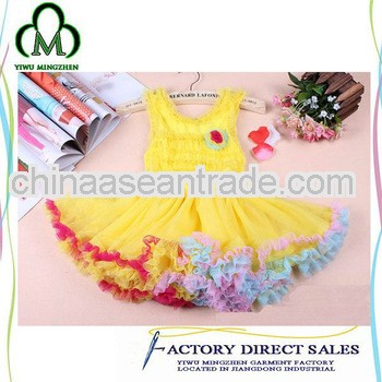 Newest style yellow tutu dress girls dress in girls dress