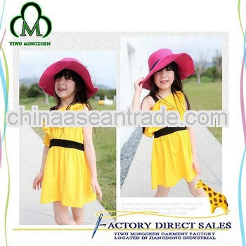 Newest yellow girls dress wholesale children's wear dress