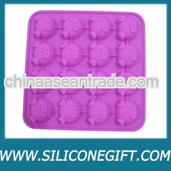 Newly fashion pighead silicone ice cube tray/silicone ice pop mold