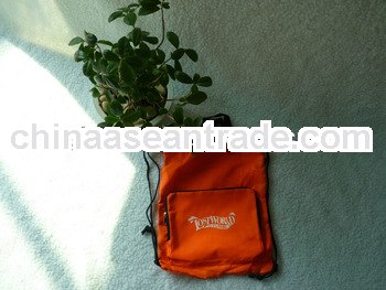 Nylon drawstring bag and pocket