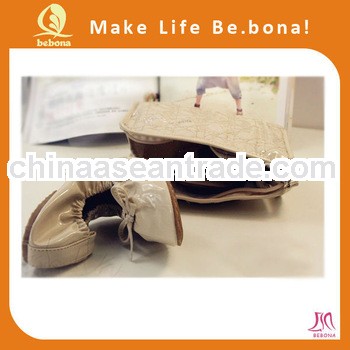 OEM Elegant Comfortable Beige Patent Leather Flat Shoe