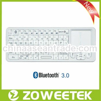 OEM/ODM white multi-language mini backlit bluetooth keyboard with integrated touchpad for android