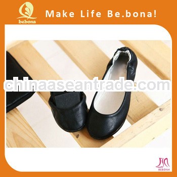OEM Wholesale foldable pocket shoes black ladies ballet shoes