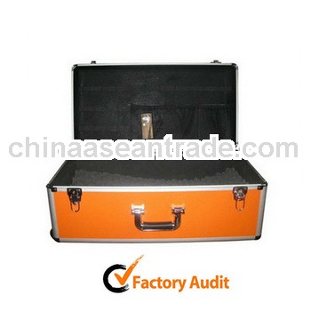 Orange Aluminum Trolley Tools Case With sponge