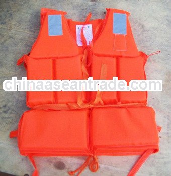 Orange Foam Swimming Life Jacket Life Vest for adult with whistle 80KG Flotage of inflatable boats