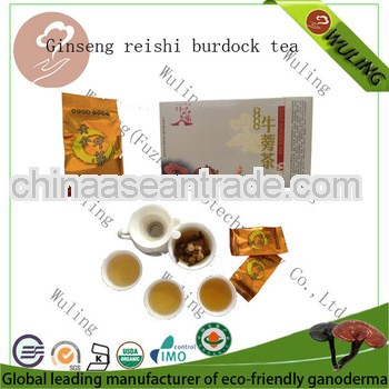 Organic herbal tea with ginseng reishi burdock tea
