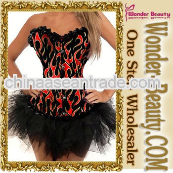 Overbust Girlish Moire Pattern Lace Corset With Tutu