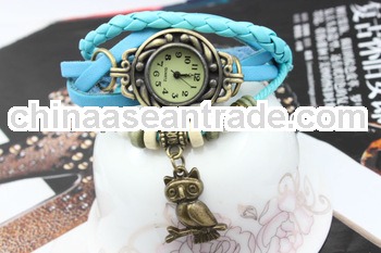Owl Pendant Genuine Leather Quartz watches Ladies