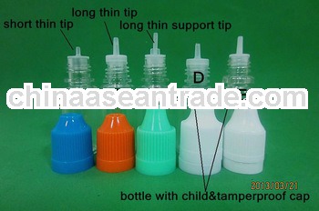 PET bottles with childproof caps with long thin tip
