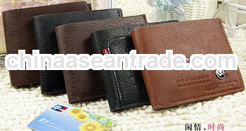 PU leather man purse men's leisure double open brief wallet card pack