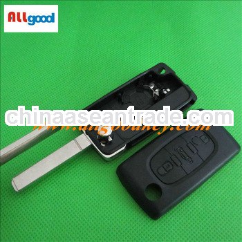 Peugeot 307 3 buttons key shell trunk button with battery clamp without groove blade