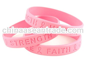Pink "BREAST CANCER AWARENESS" Silicone Rubber Bracelet